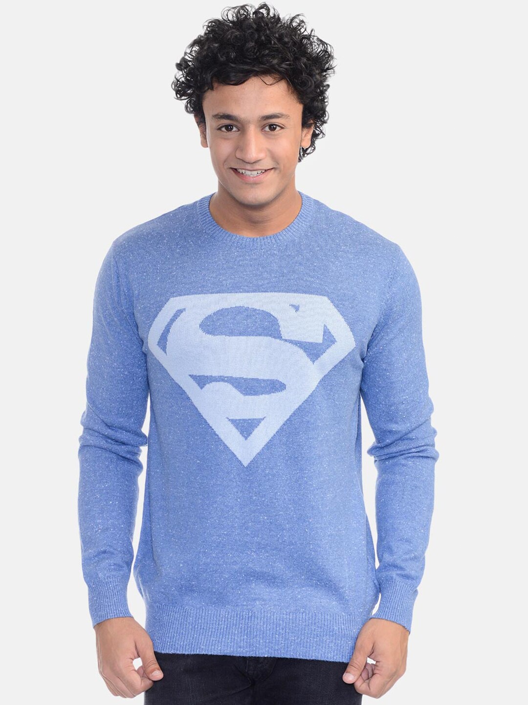 

Free Authority Men Blue & Off White Superhero Superman Printed Pullover