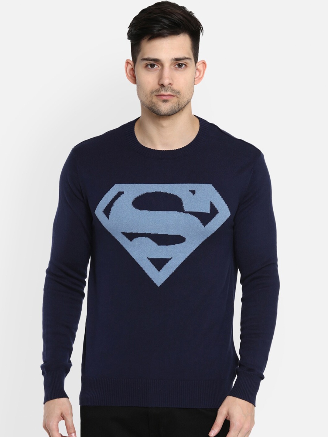 

Free Authority Men Navy Blue Superman Printed Pullover