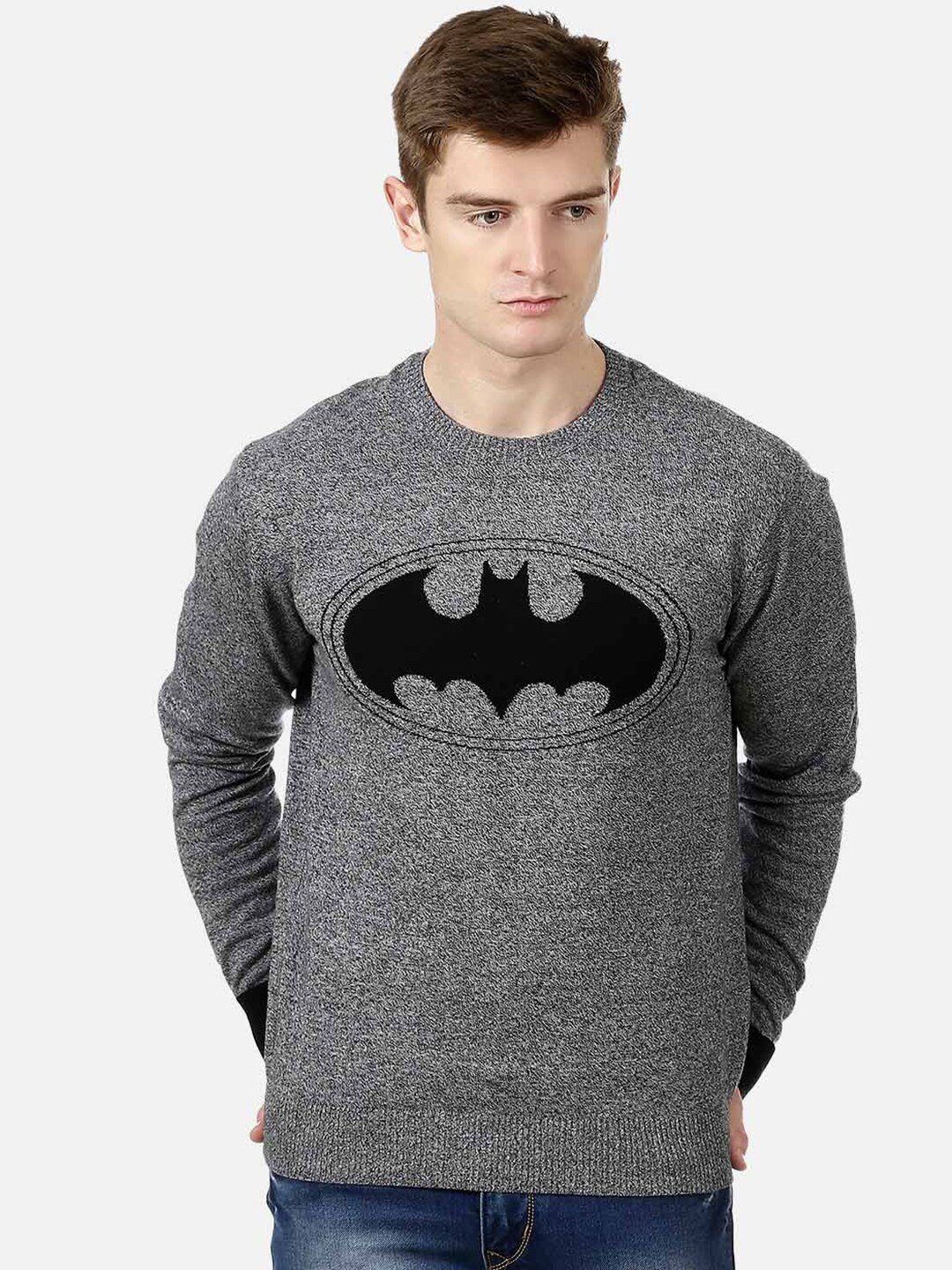 

Free Authority Men Grey & Black Cotton Superhero Batman Printed Pullover