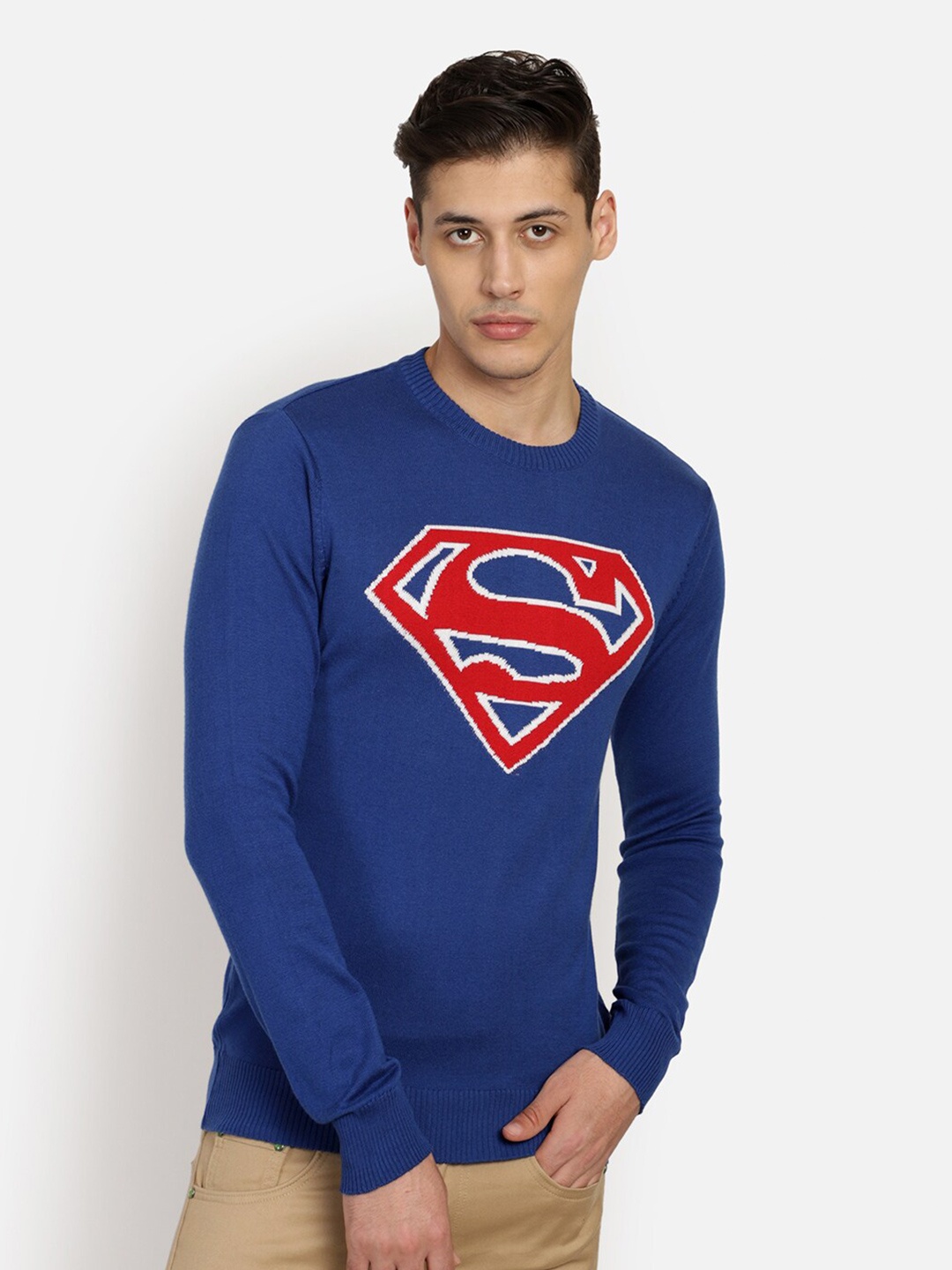 

Free Authority Men Blue & Red Superman Printed Pullover
