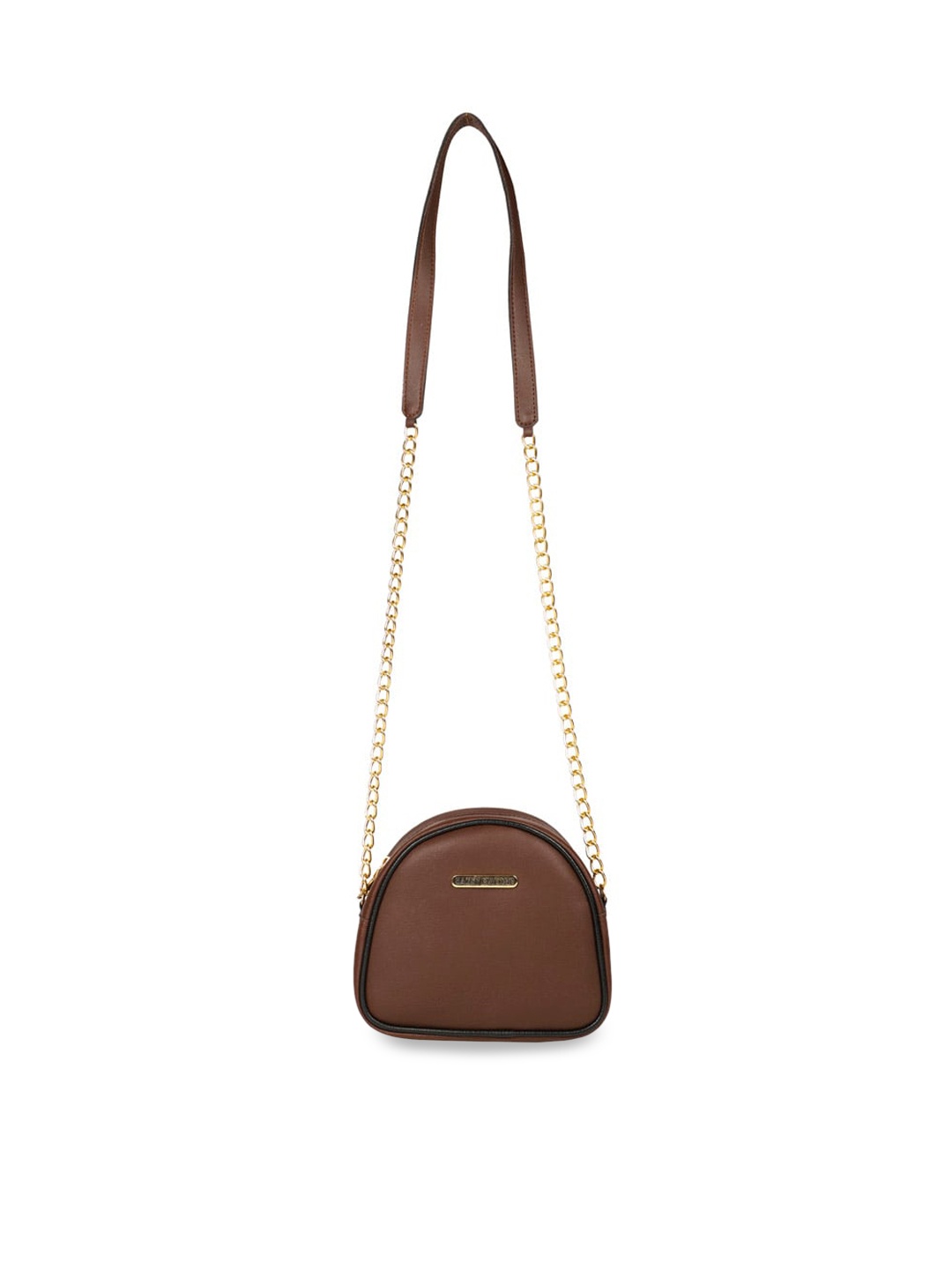 

Bagsy Malone Brown Solid PU Half Moon Sling Bag