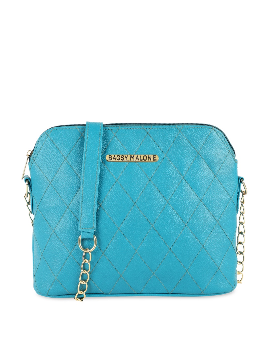 

Bagsy Malone Turquoise Blue PU Structured Sling Bag With Quilted