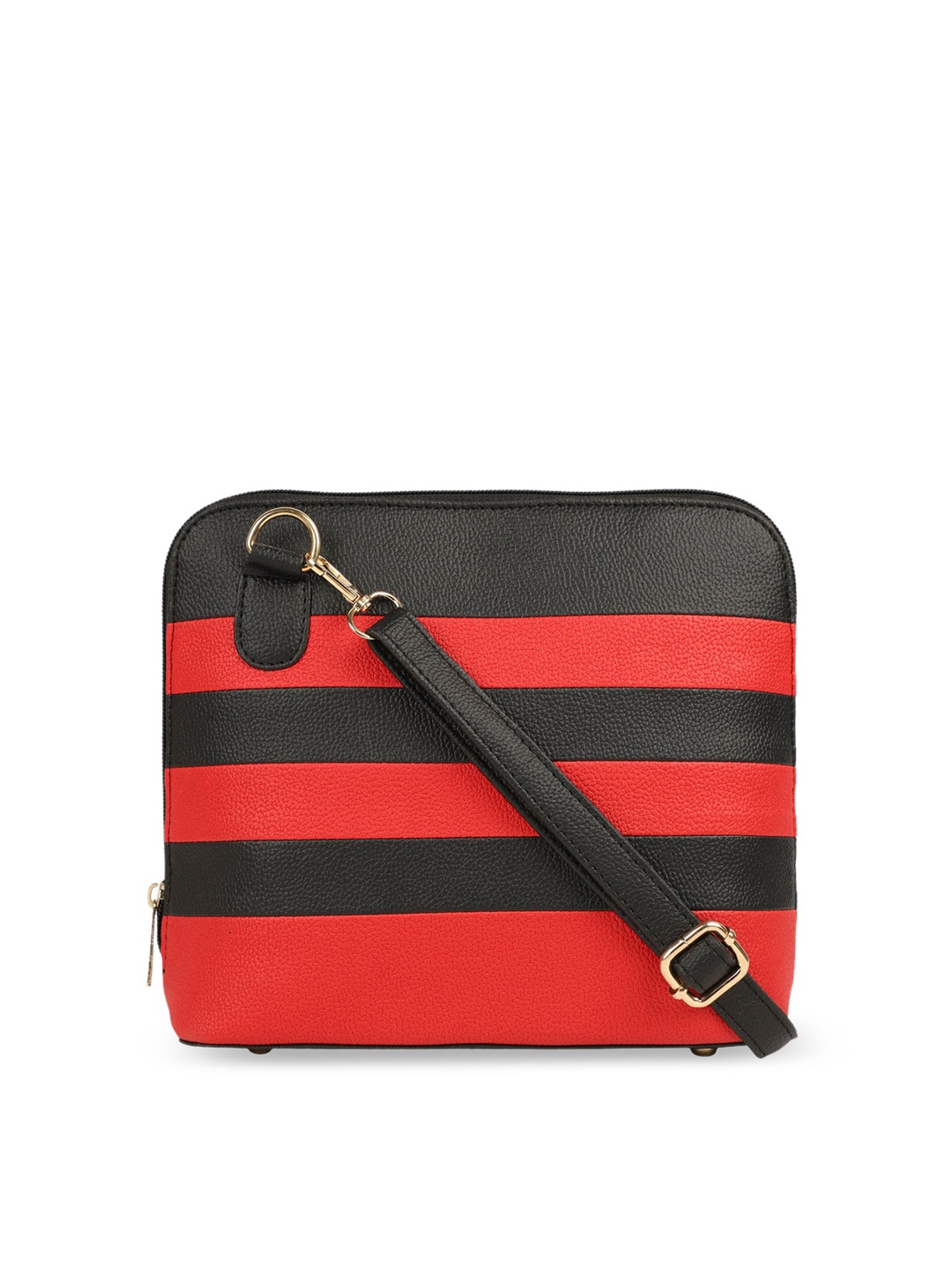 

Bagsy Malone Black Striped PU Structured Sling Bag