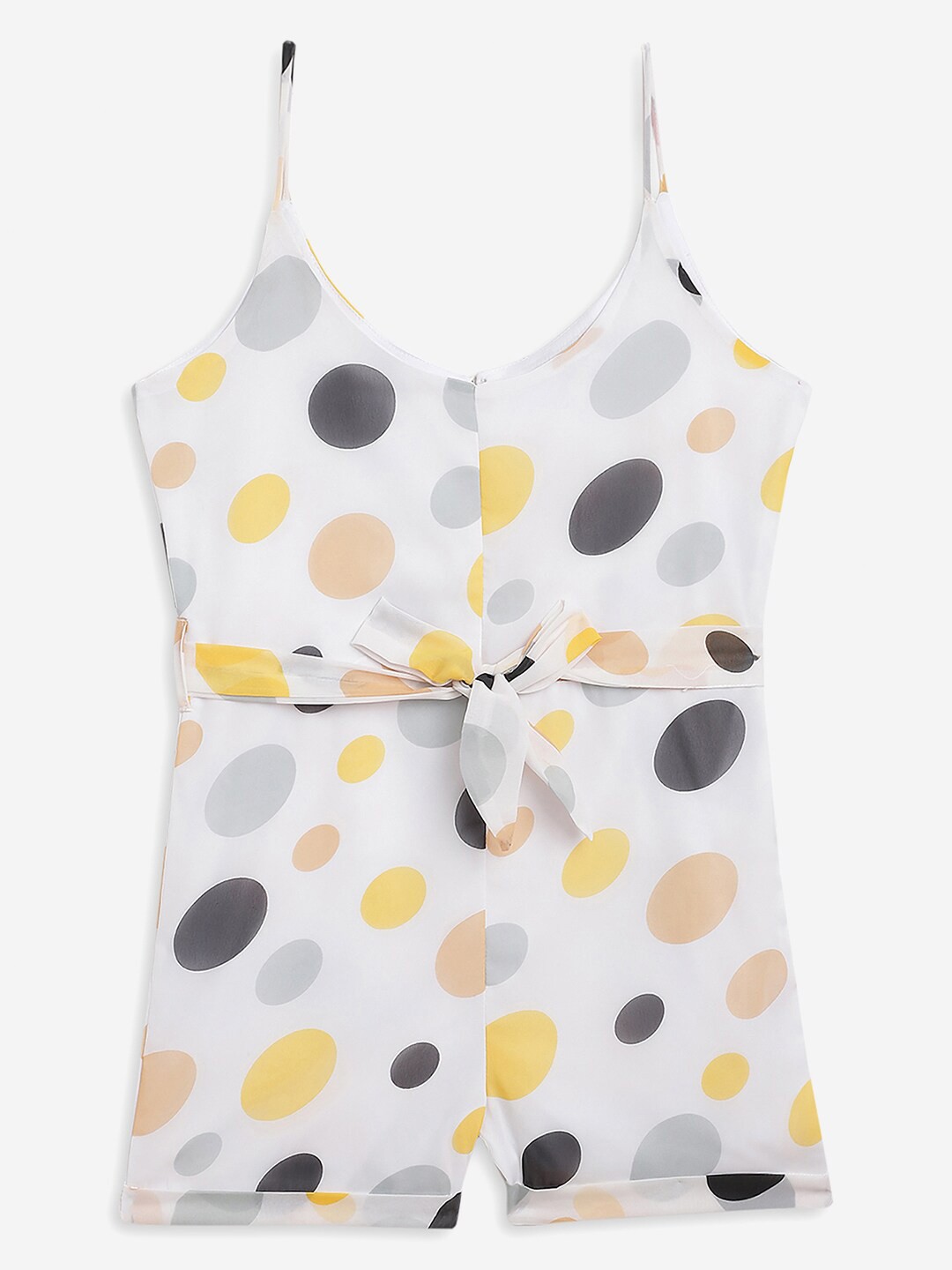 

Stuffie Land Girls White & Yellow Printed Playsuit