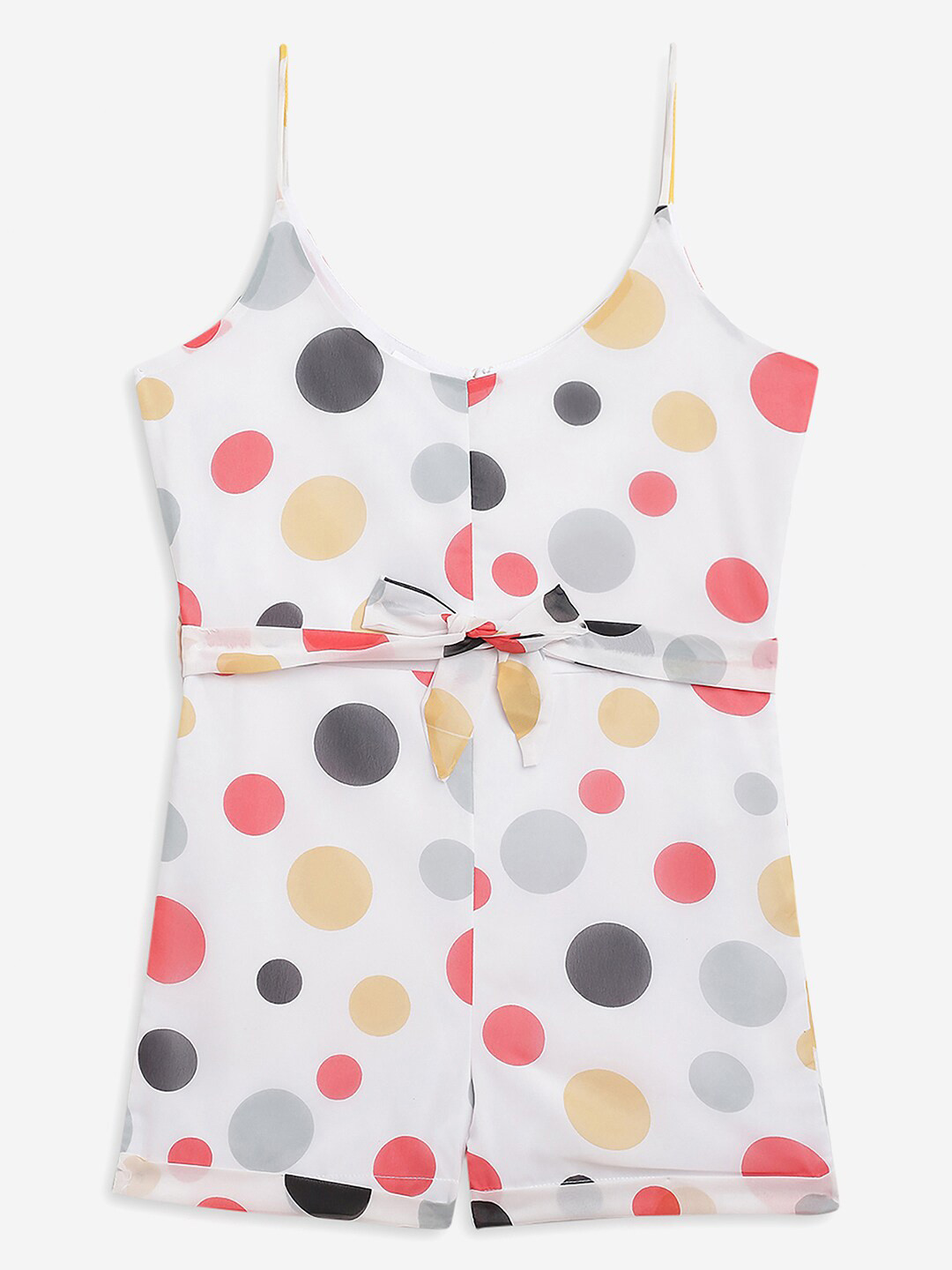 

Stuffie Land Girls Red & White Printed Playsuit