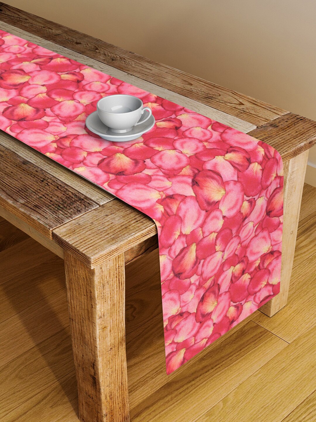 

Alina decor Unisex Red & Pink Floral Digital Printed Table Runner