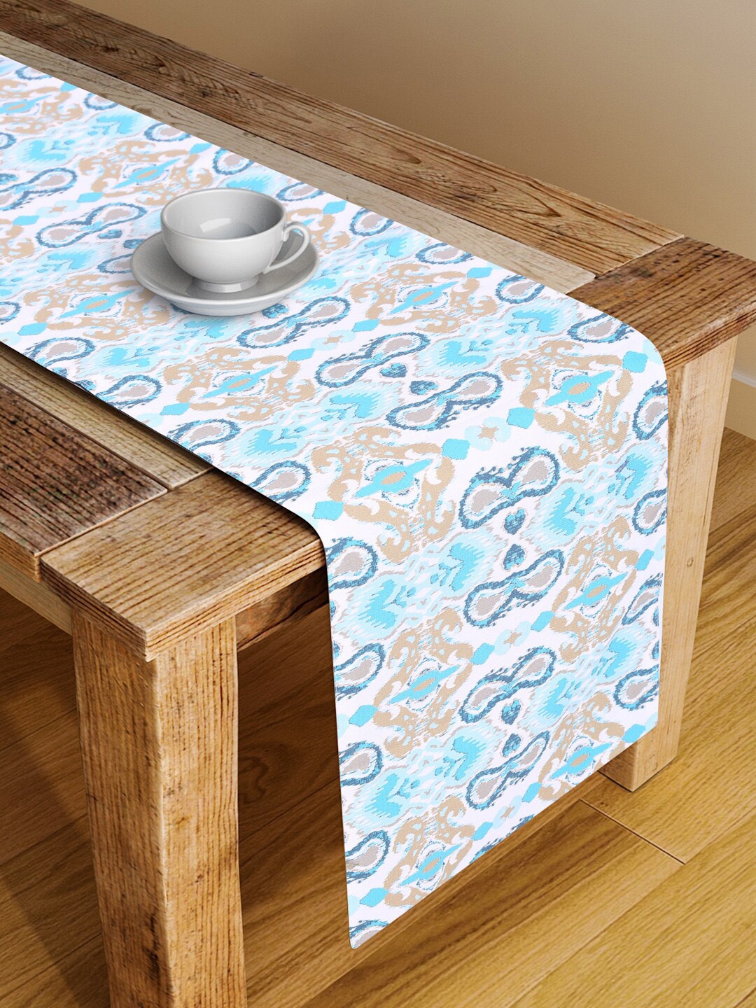 

Alina decor Blue & Yellow Ethnic Digital Printed Table Runner