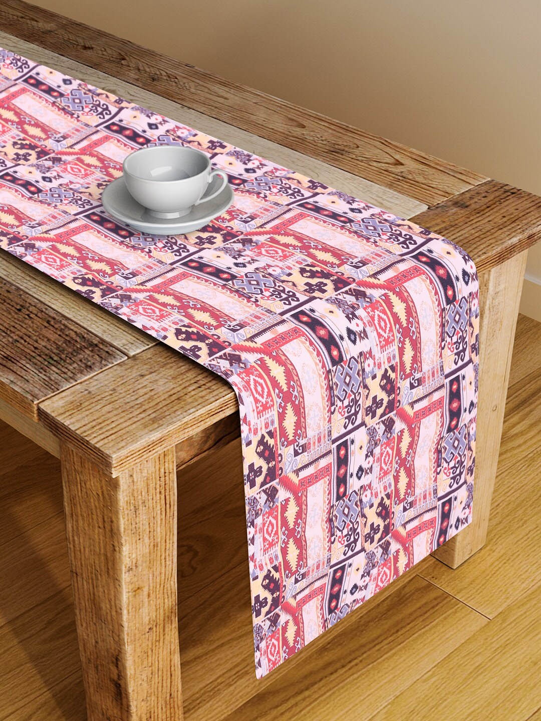 Alina decor Pink & Purple Geometric Digital Printed Table Runner