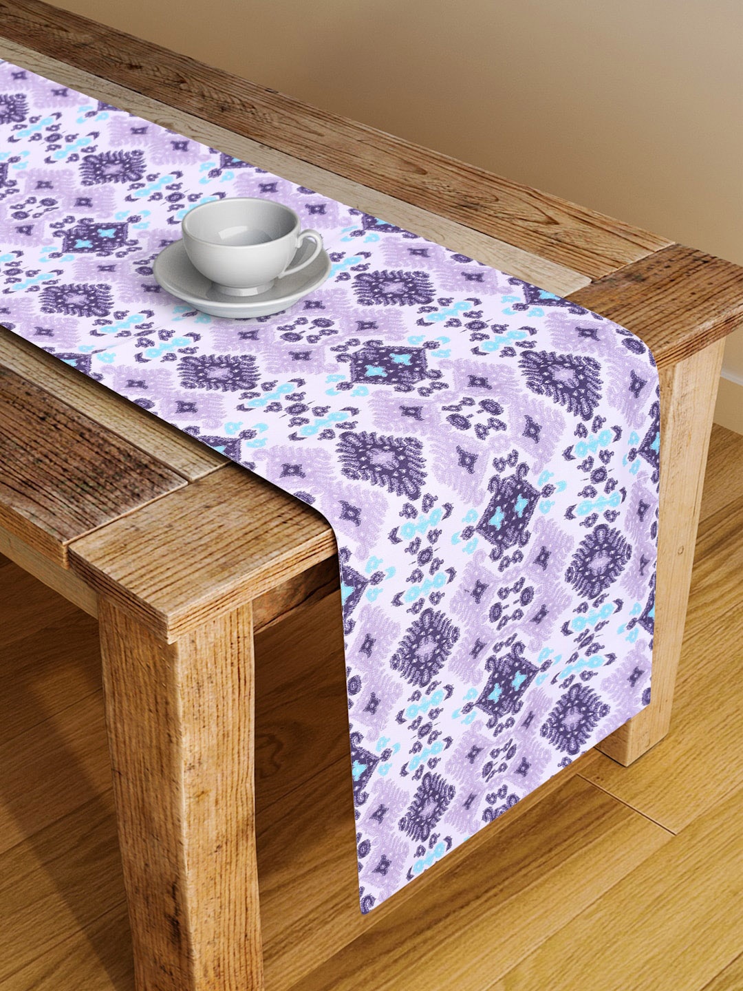 

Alina decor Unisex Purple & Yellow Ethnic Motifs Digital Printed Table Runner