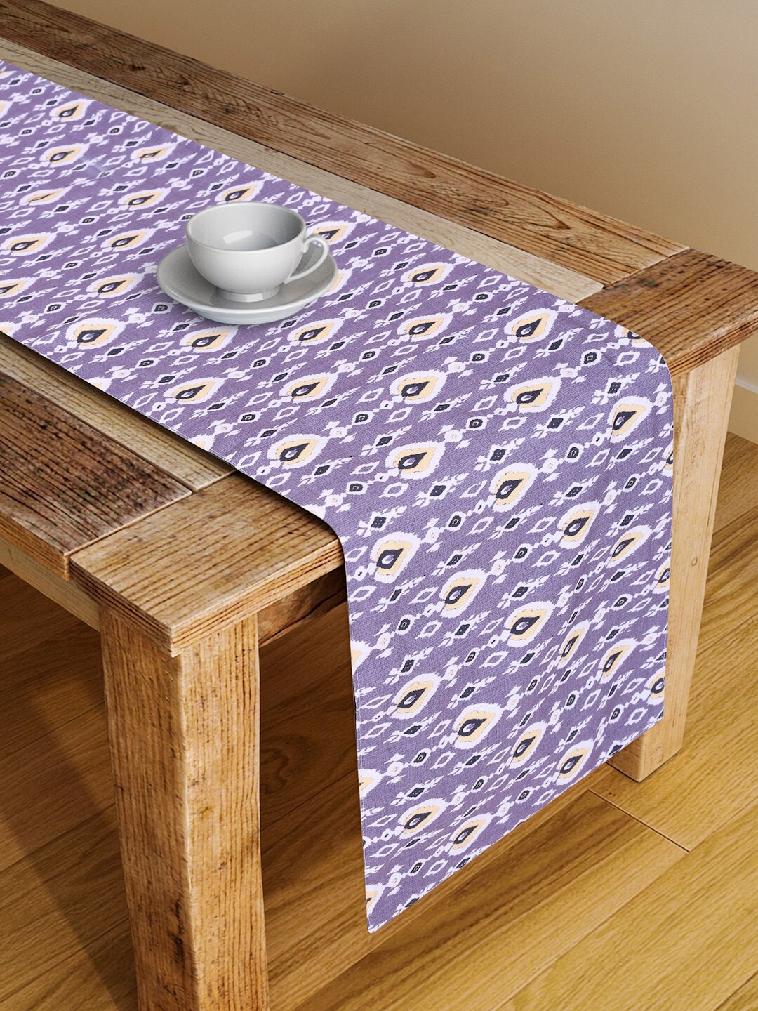 Alina decor Purple & White Digital Printed Table Runner