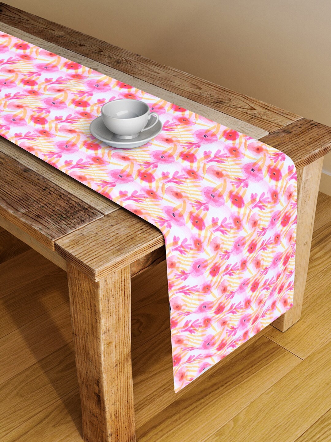 

Alina decor Pink & Yellow Digital Printed Table Runner