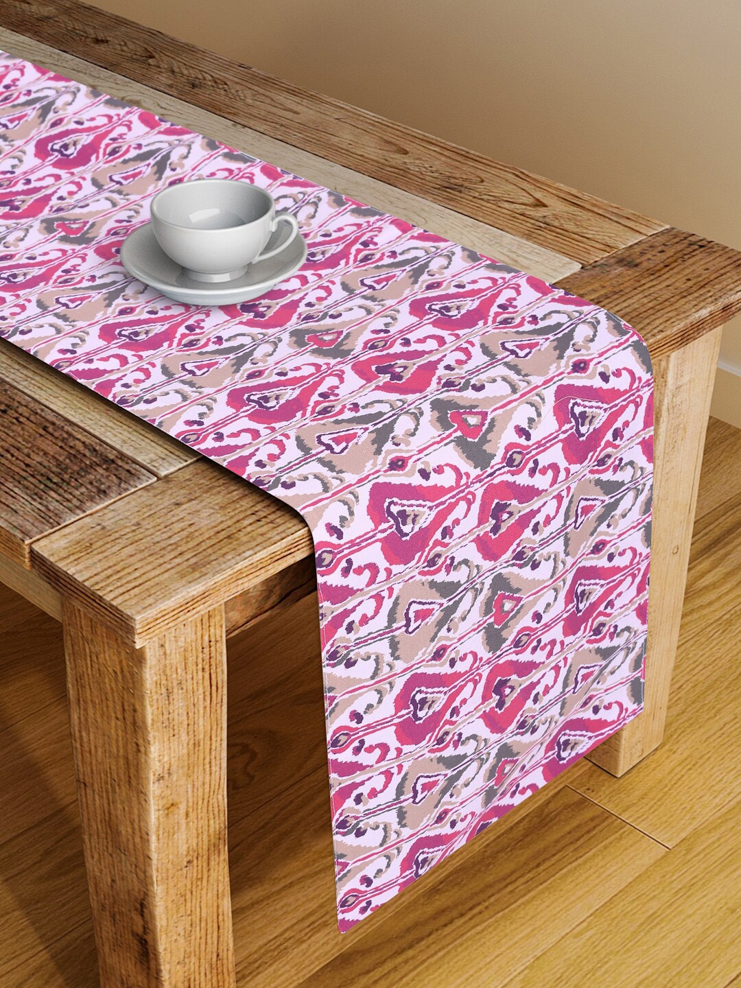 Alina decor Pink & Green Digital Printed Table Runner