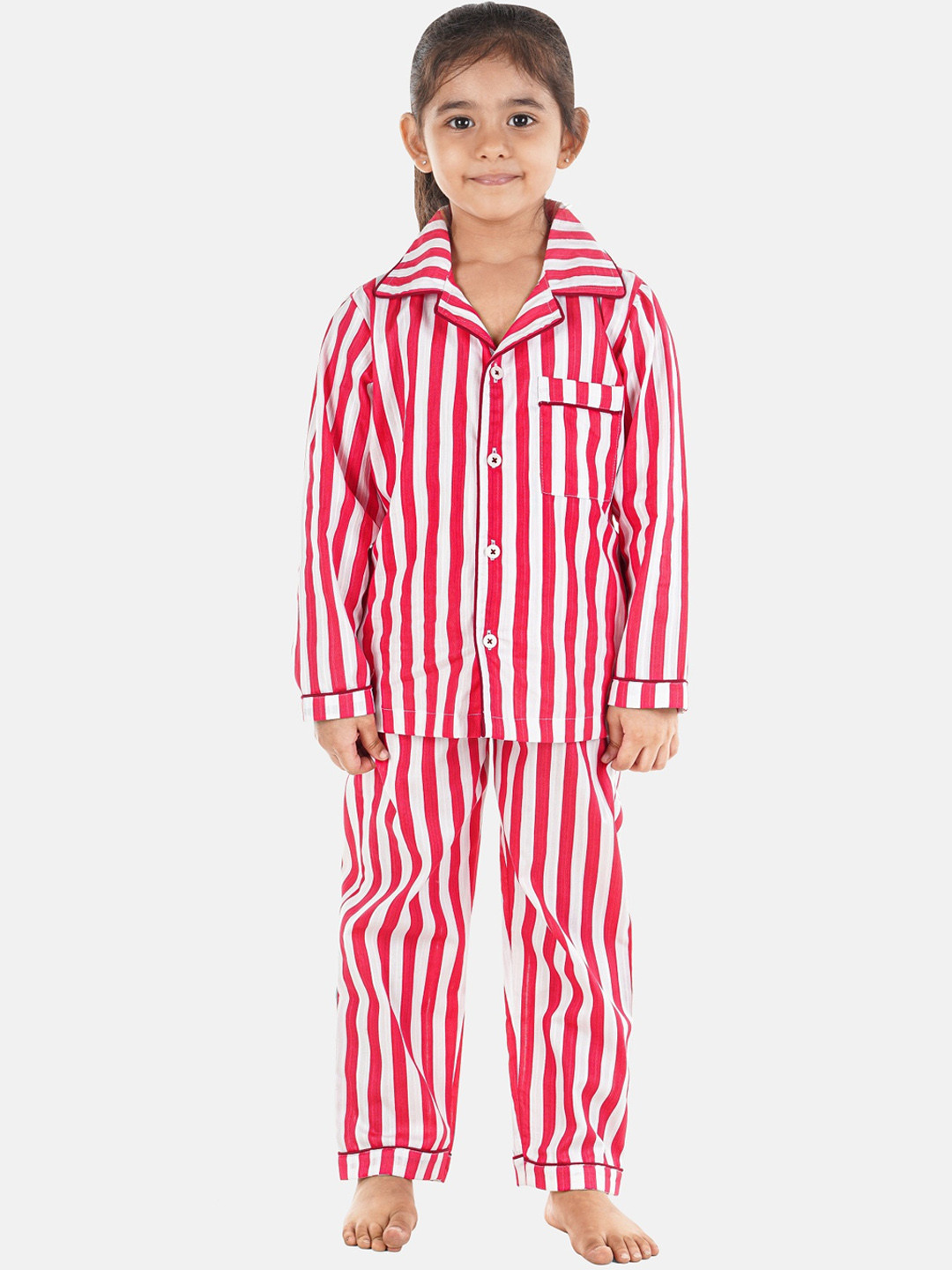 

Hippodrome Kids Pink Striped Cotton Night suit HIPPO-CNS-PWS