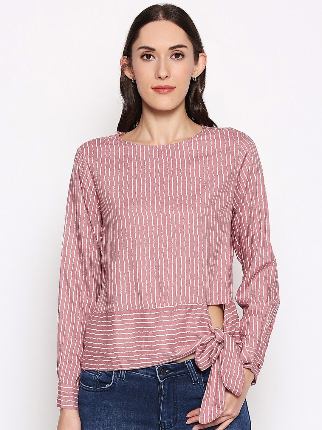 

People Women Red Striped Regular Top