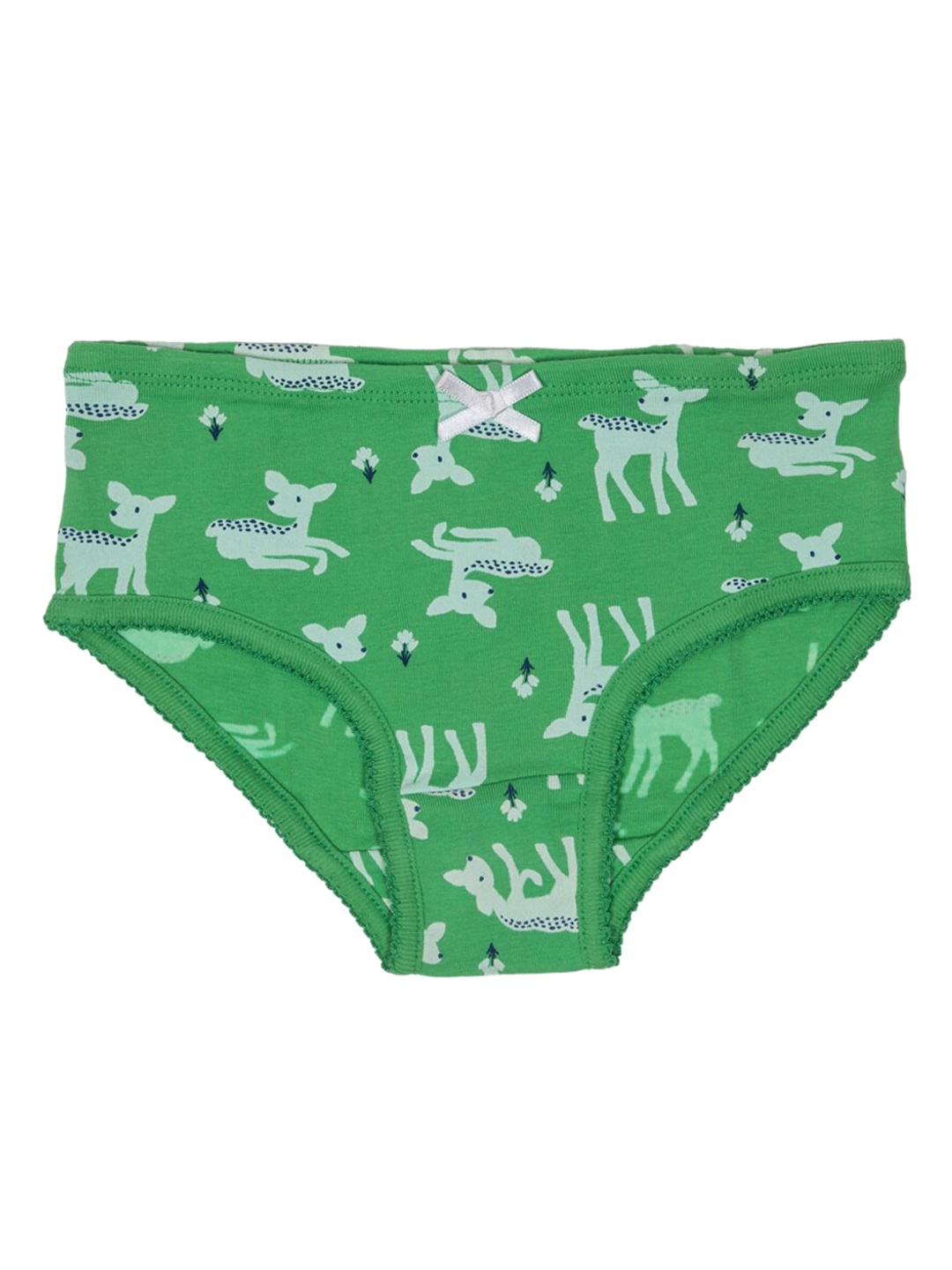 

Nino Bambino Girls Green & Grey Printed Pure Organic Cotton Hipster Brief