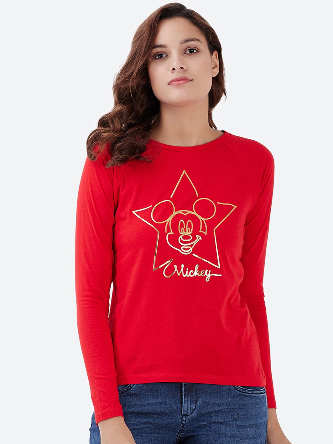 

Free Authority Women Red Mickey Mouse Printed T-shirt