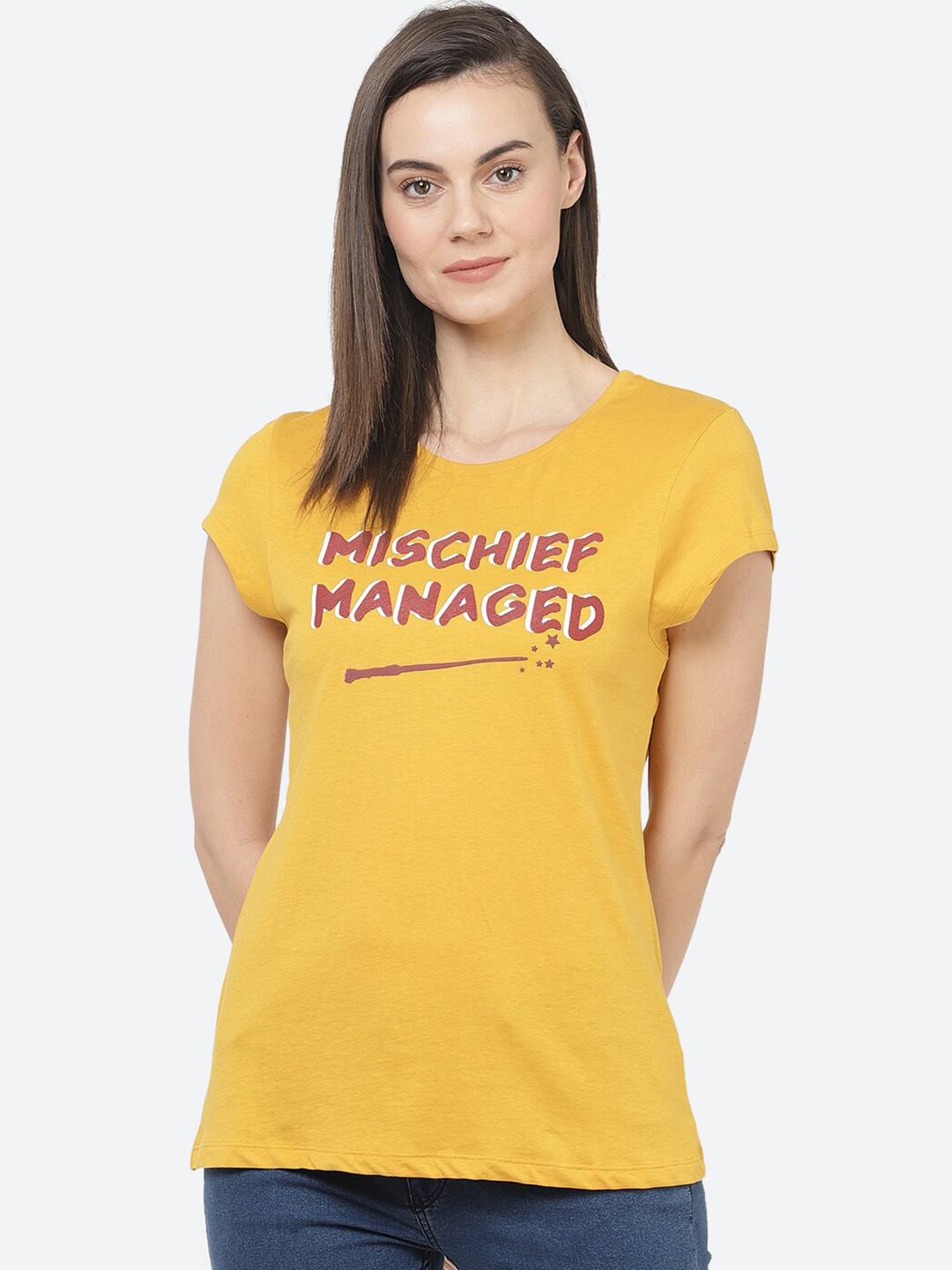 

Free Authority Women Yellow Harry Potter Printed Cotton T-shirt