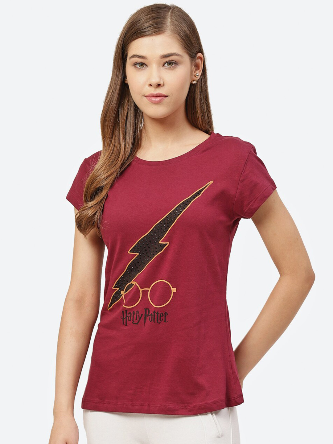 

Free Authority Women Maroon & Black Harry Potter Printed T-shirt