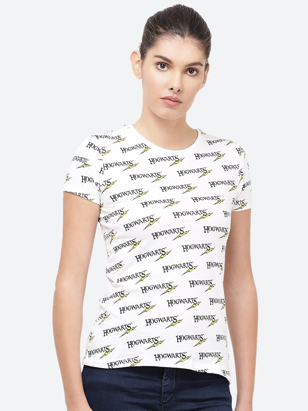 

Free Authority Women White Harry Potter Printed Cotton T-shirt