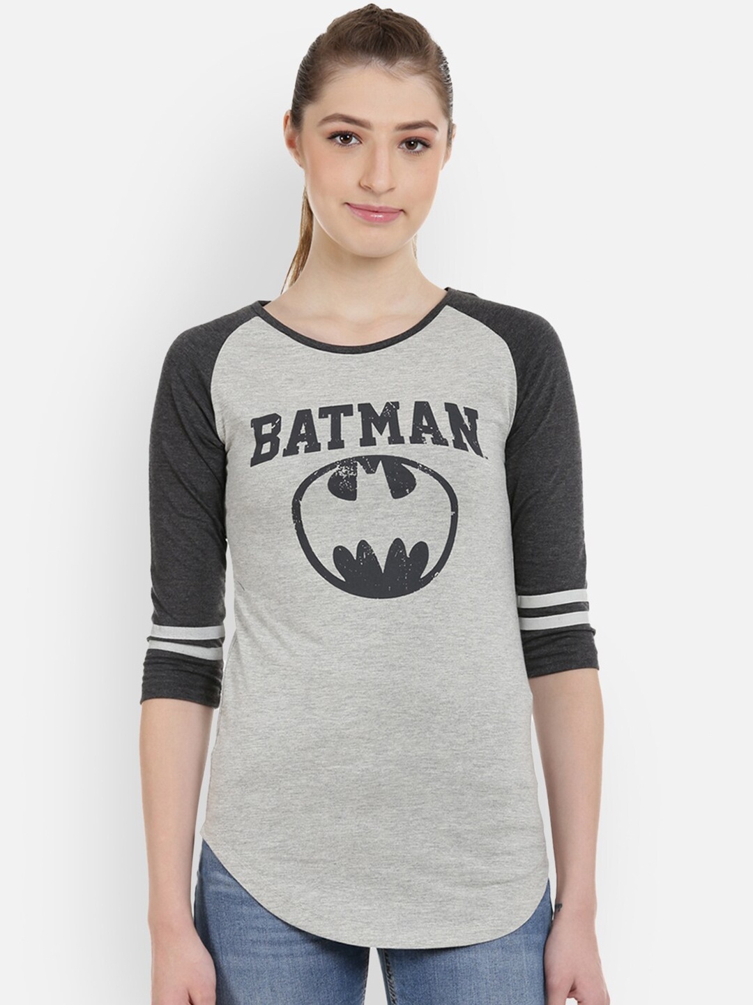 

Free Authority Women Grey Black Pure Cotton Batgirl Printed Pure Cotton T-shirt