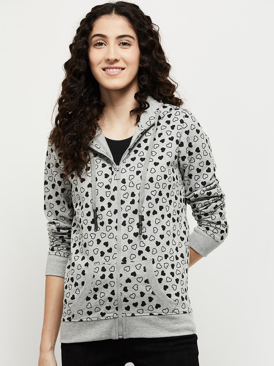 

max Women Grey & Black Printed Tailored Jacket