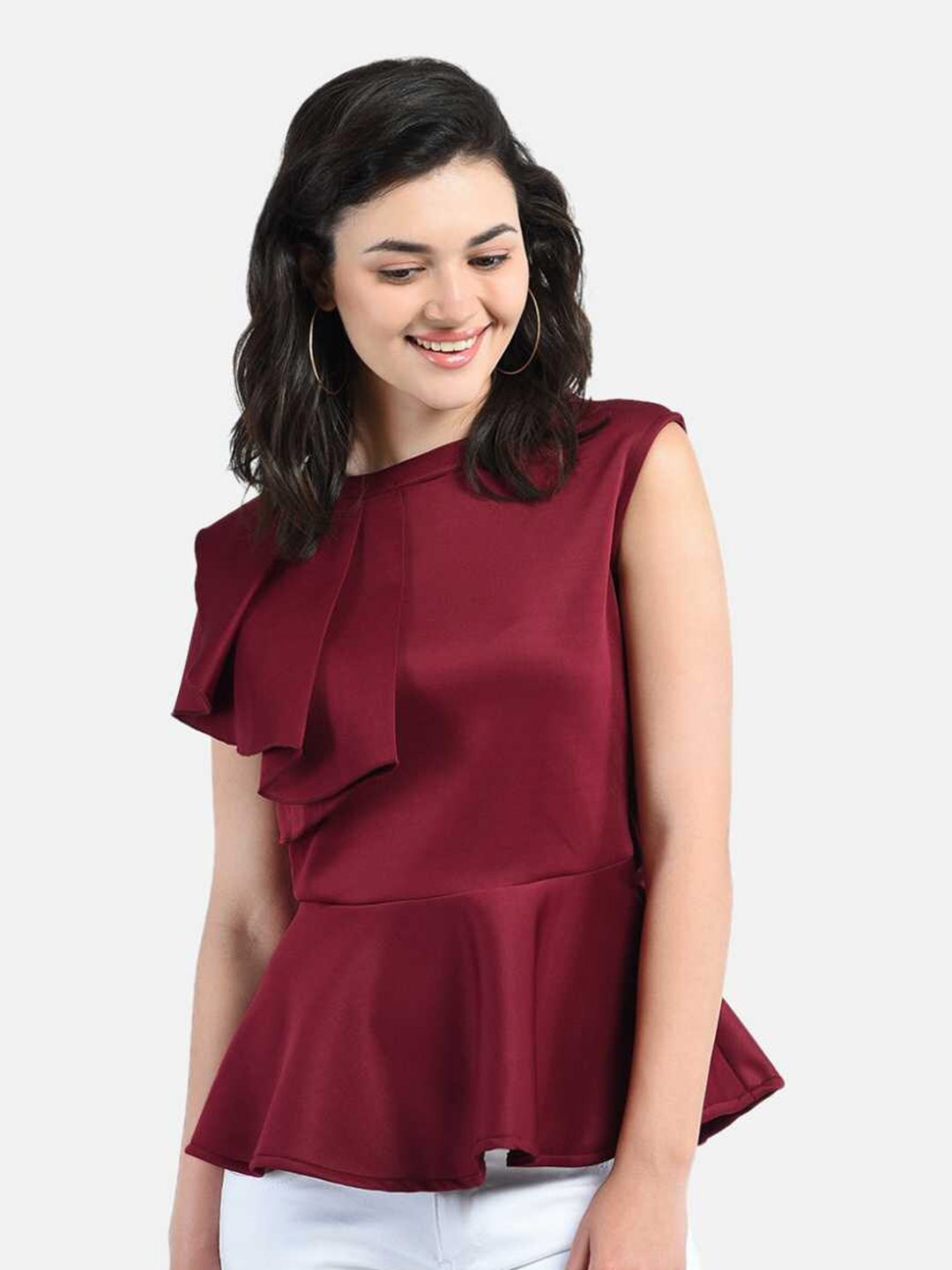 

AARA Maroon Peplum Top