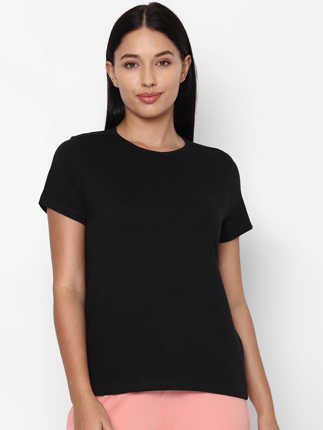 

Allen Solly Woman Black Cotton T-shirt
