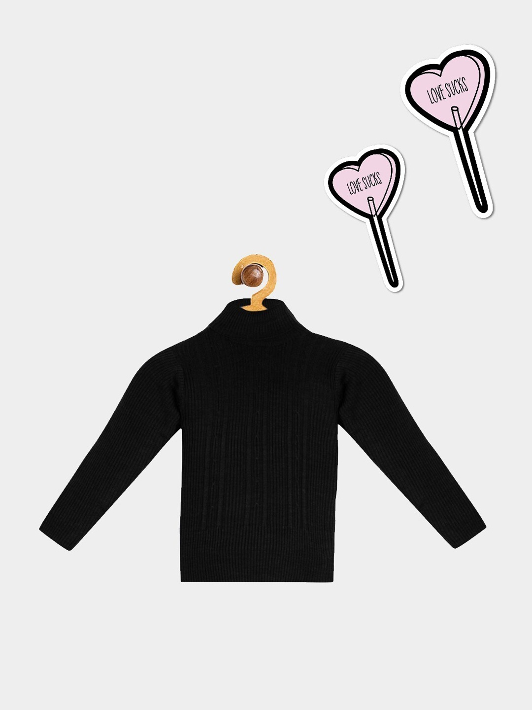 

FABNEST Unisex Kids Black Cable Knit Pullover