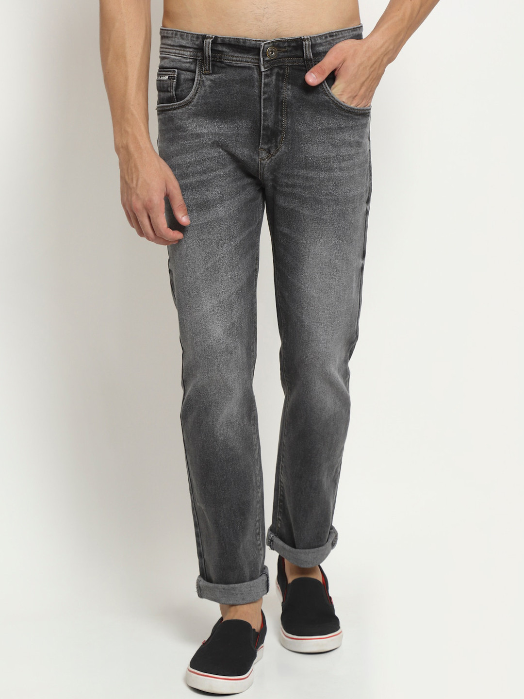 

Rodamo Men Grey Heavy Fade Stretchable Jeans