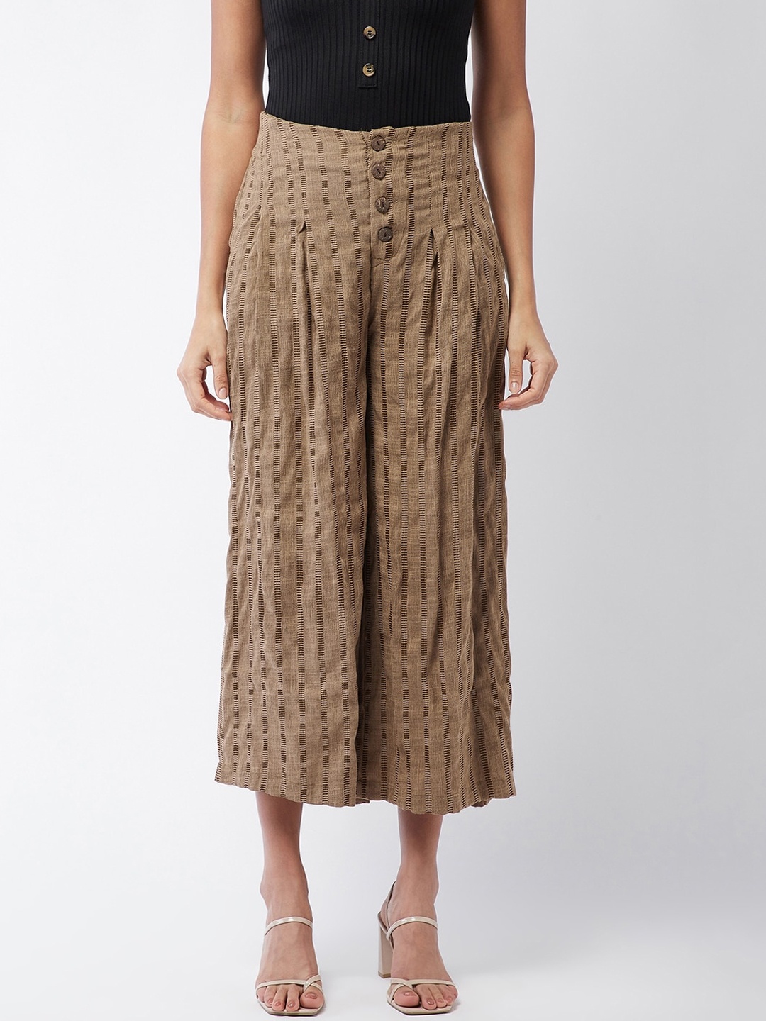 

InWeave Women Brown Pleated Culottes Trousers