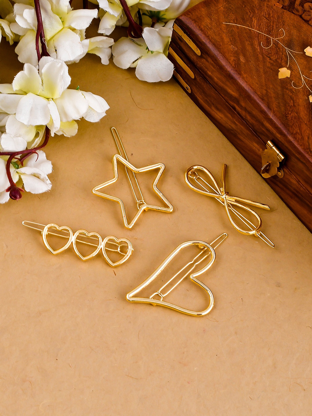 

Silvermerc Designs Women Set Of 4 Gold-Toned Infinity Star Hair pins