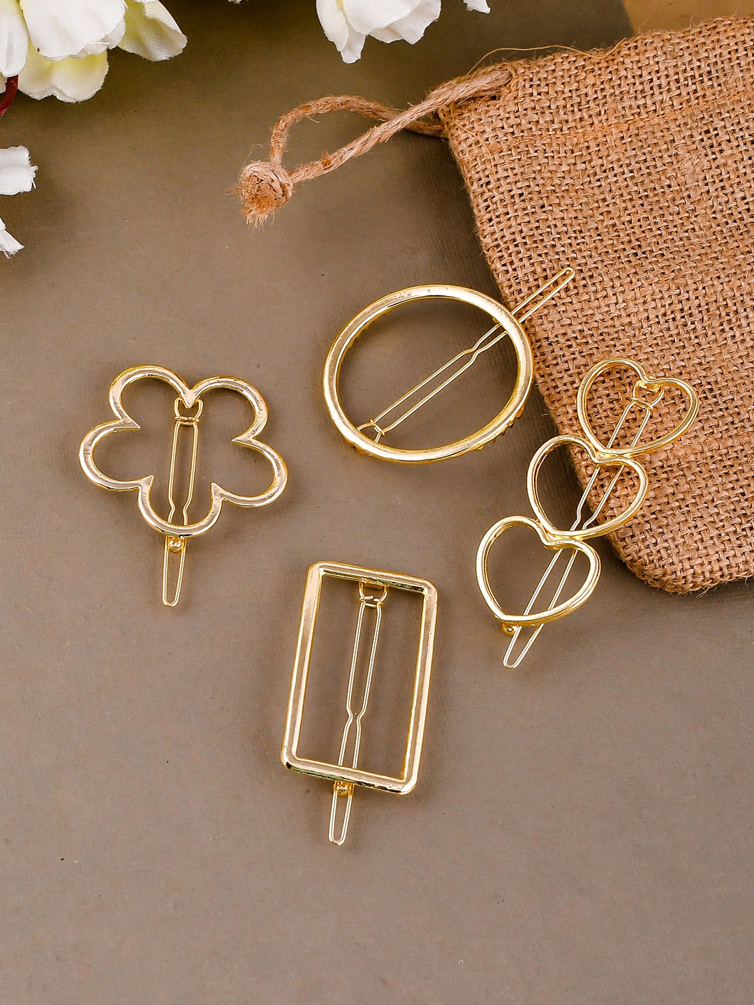 

Silvermerc Designs Women Gold-Toned Set of 4 Claw Clip