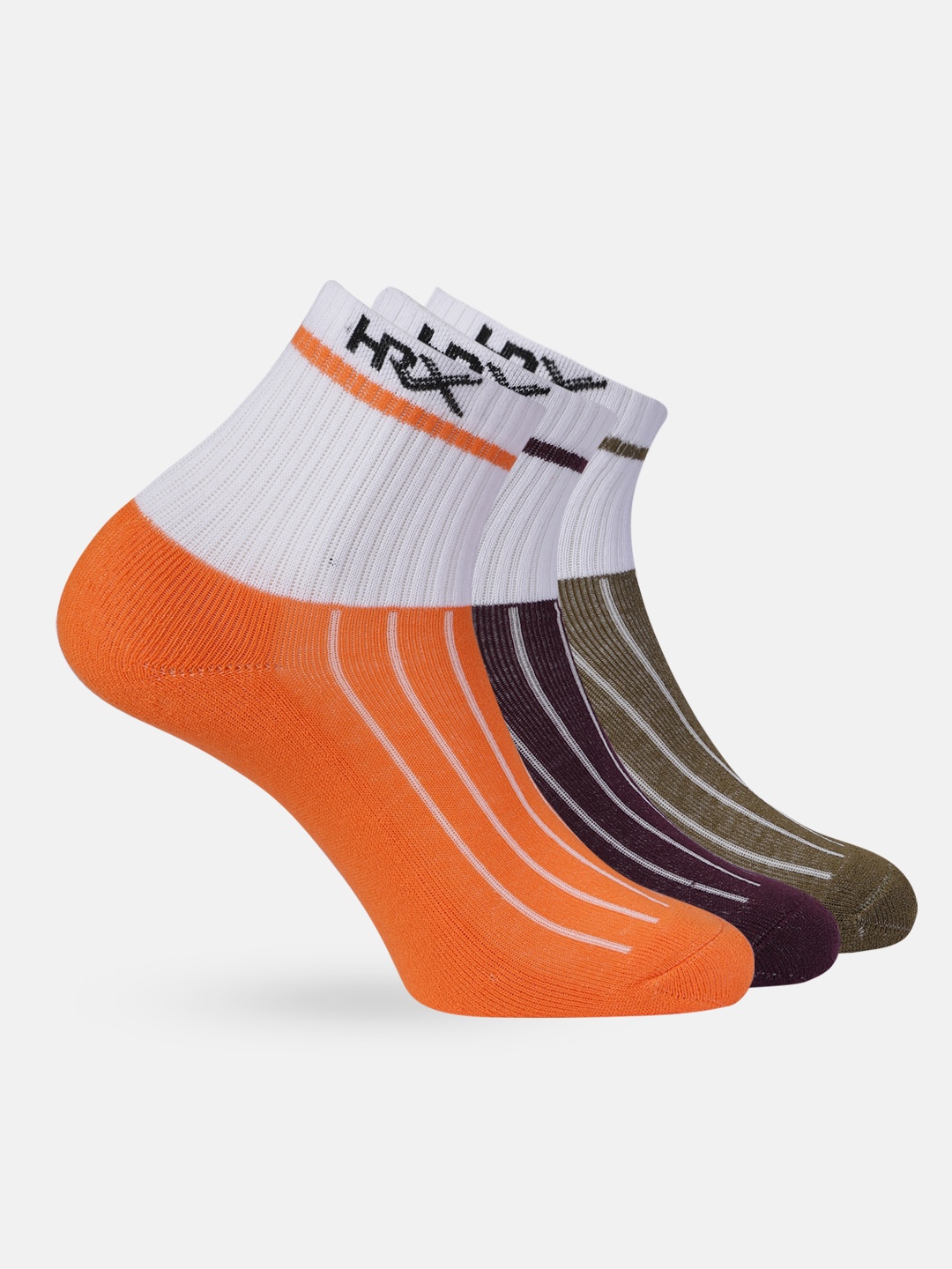 

HRX by Hrithik Roshan Men Pack Of 3 Ankle-Length Socks, Orange