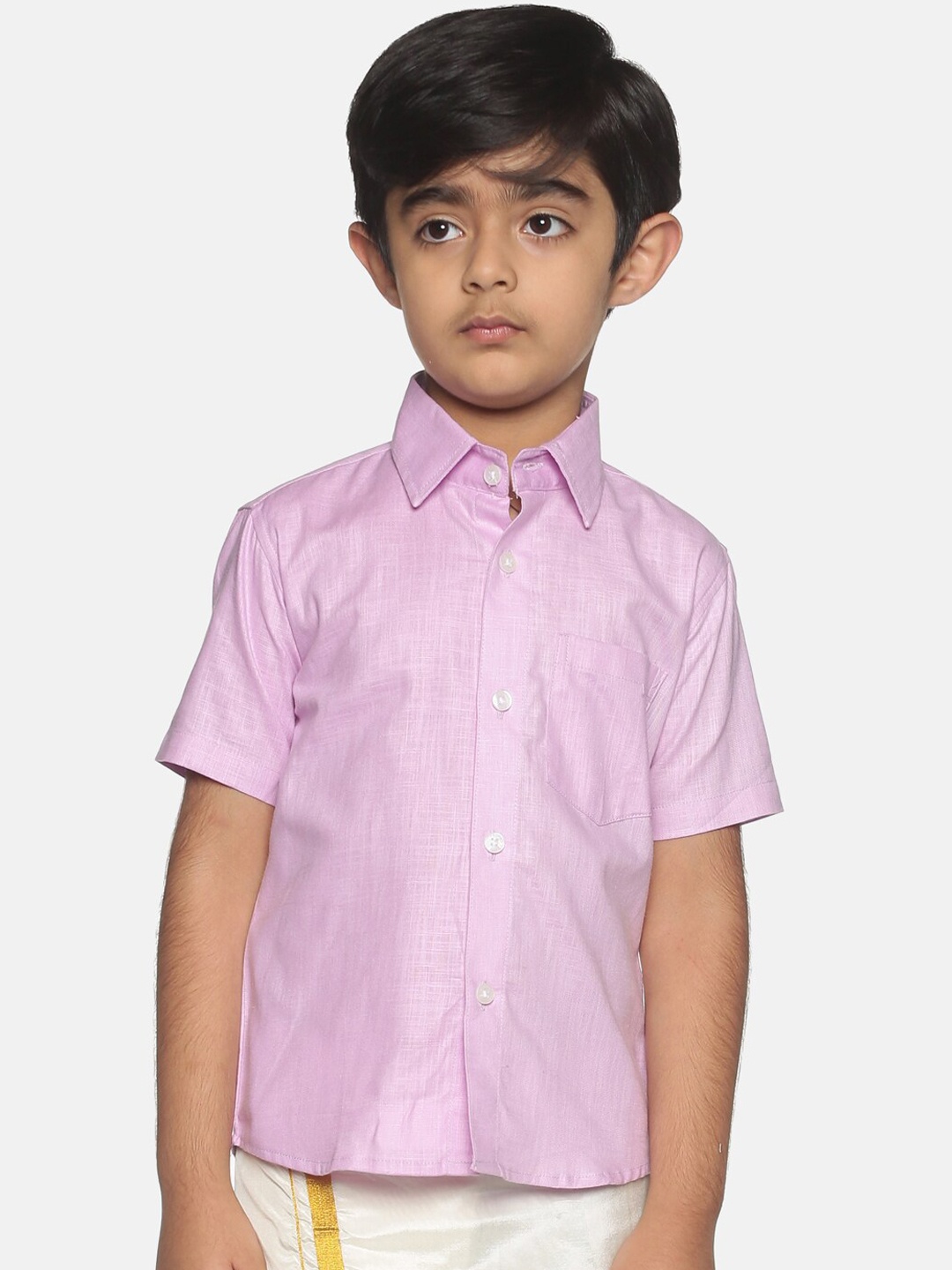 

Sethukrishna Boys Pink Classic Opaque Semiformal Shirt