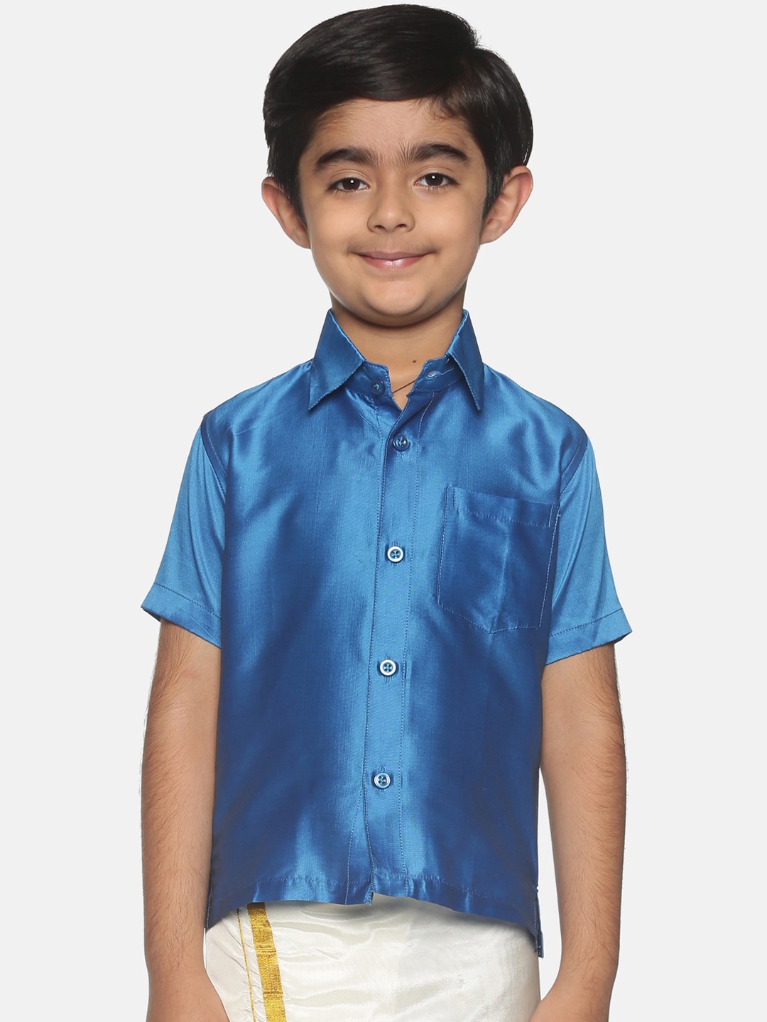 

Sethukrishna Boys Blue Classic Opaque Casual Shirt