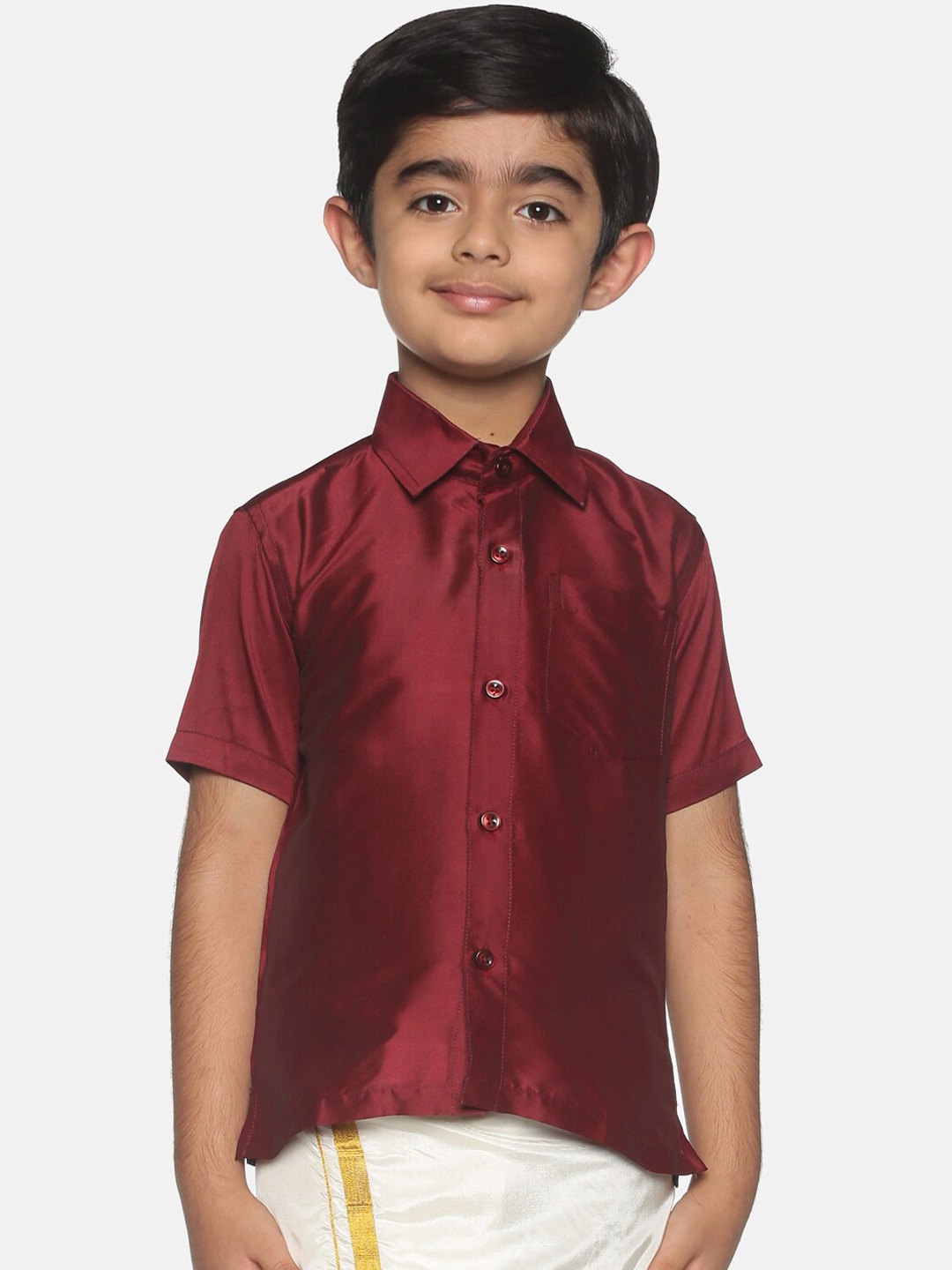 

Sethukrishna Boys Maroon Classic Opaque Casual Shirt