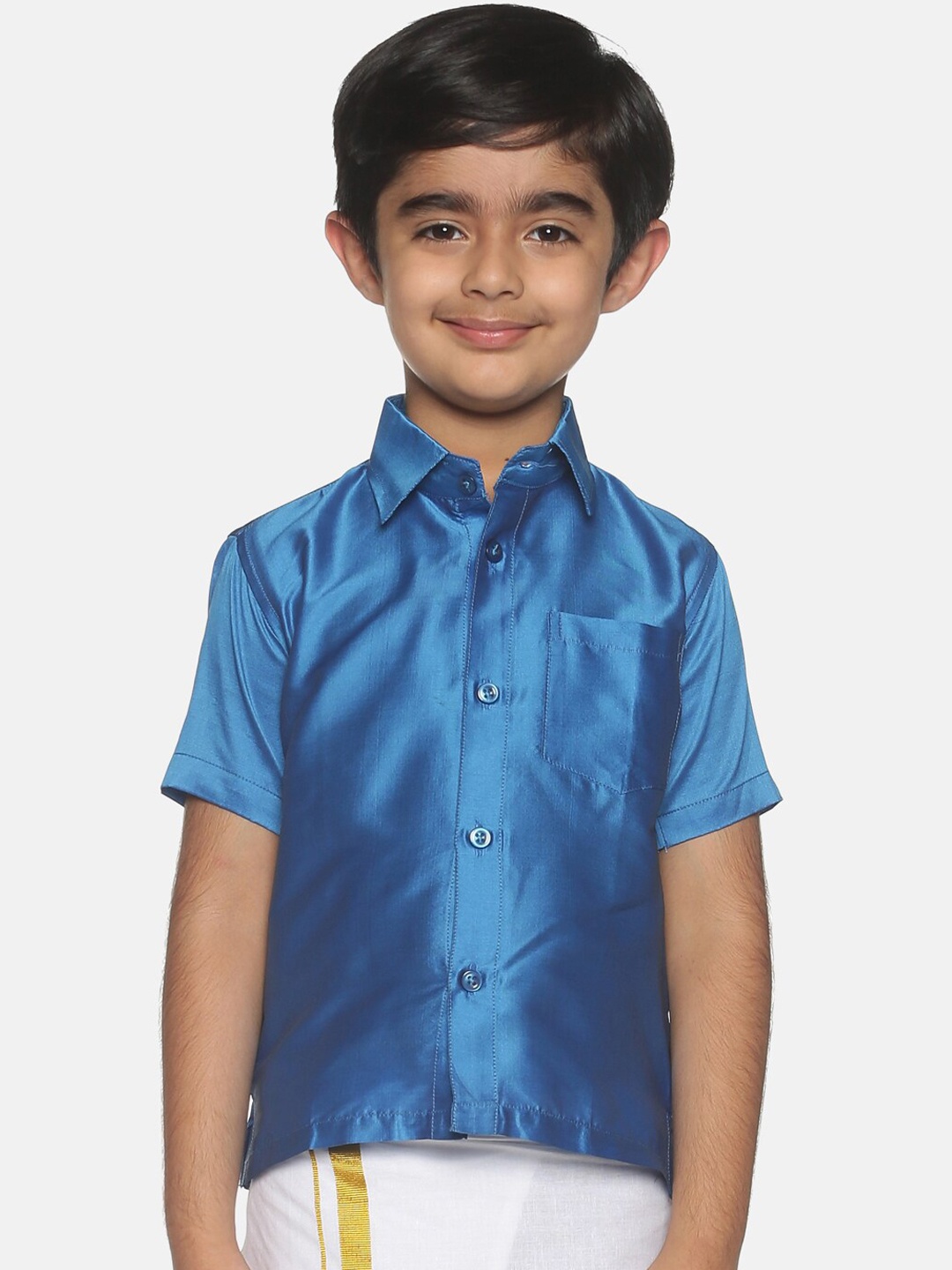 

Sethukrishna Boys Blue Classic Opaque Party Shirt