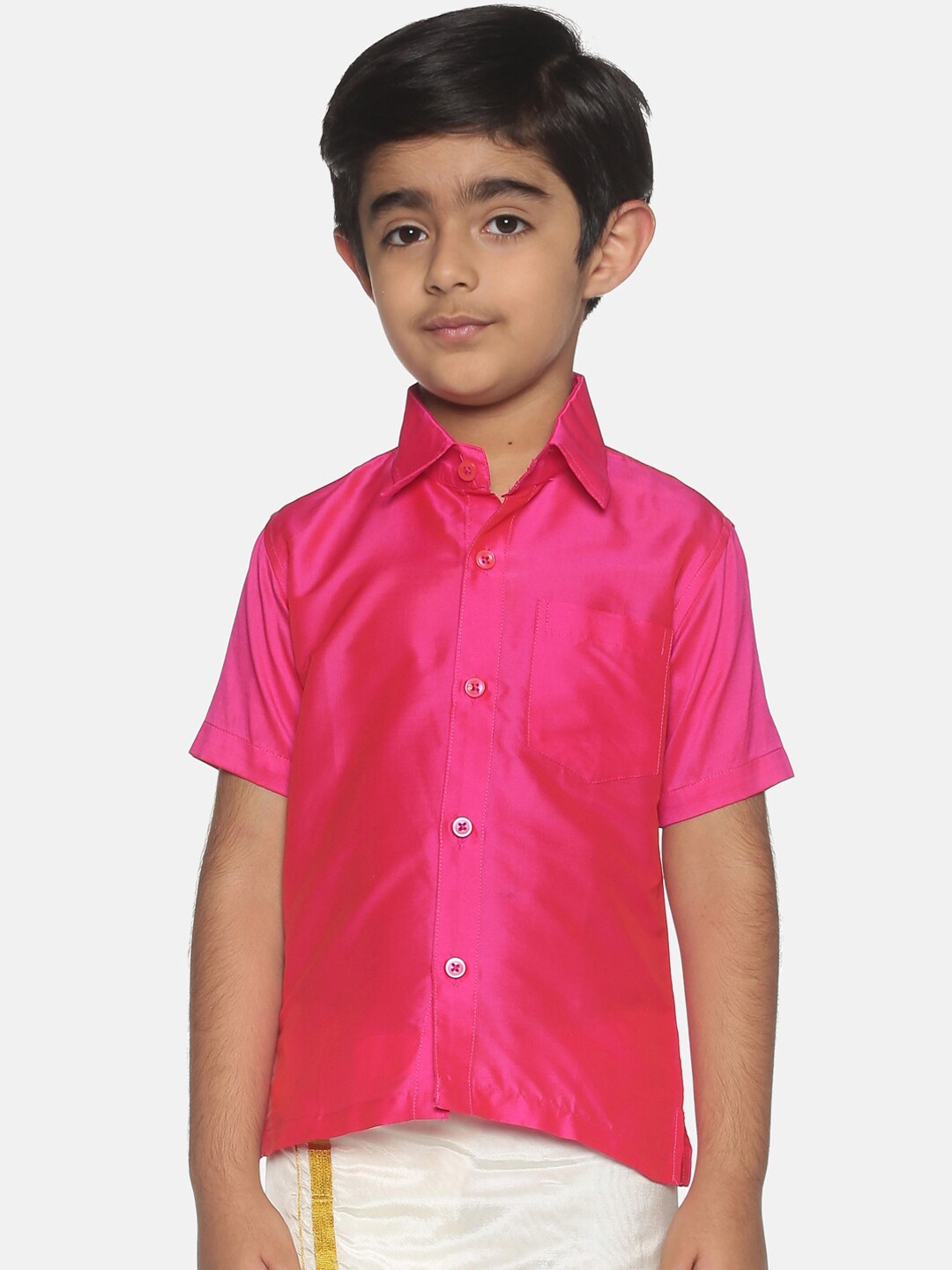 

Sethukrishna Boys Pink Classic Opaque Casual Shirt