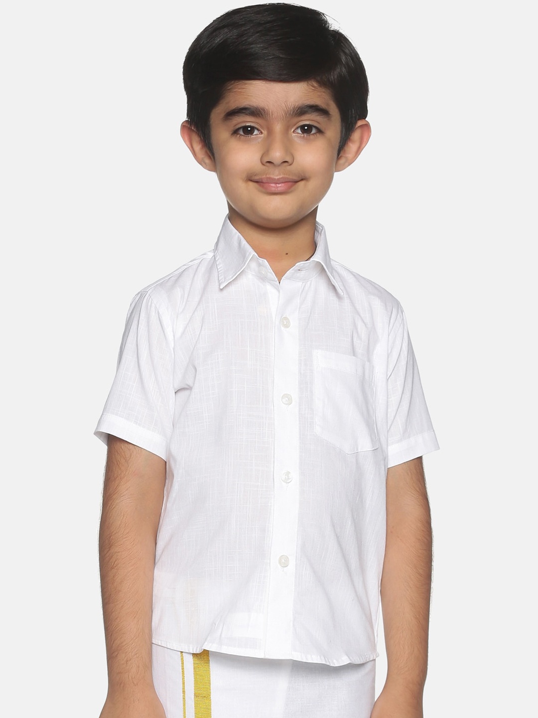 

Sethukrishna Boys White Classic Opaque Casual Shirt