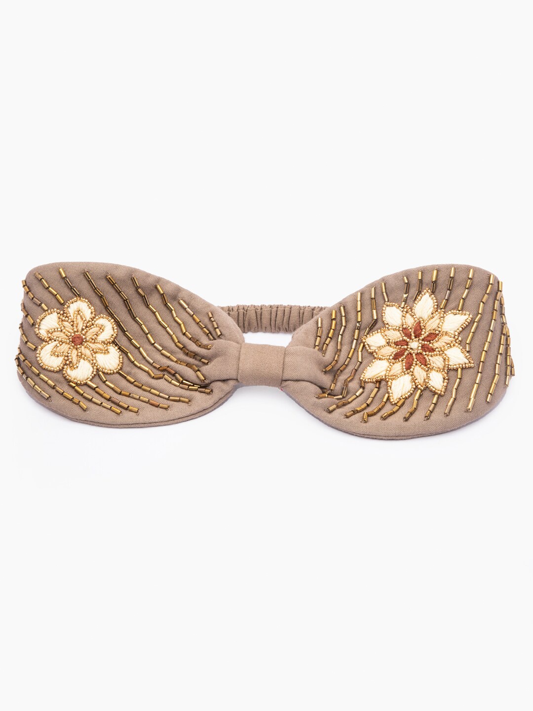 

DEEBACO Women Brown & Off White Embellished Hairband