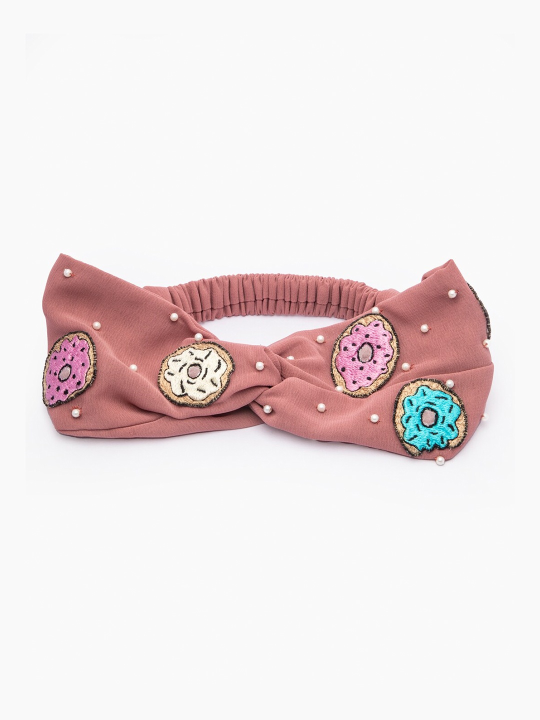 

DEEBACO Women Pink & Blue Embroidered Hairband