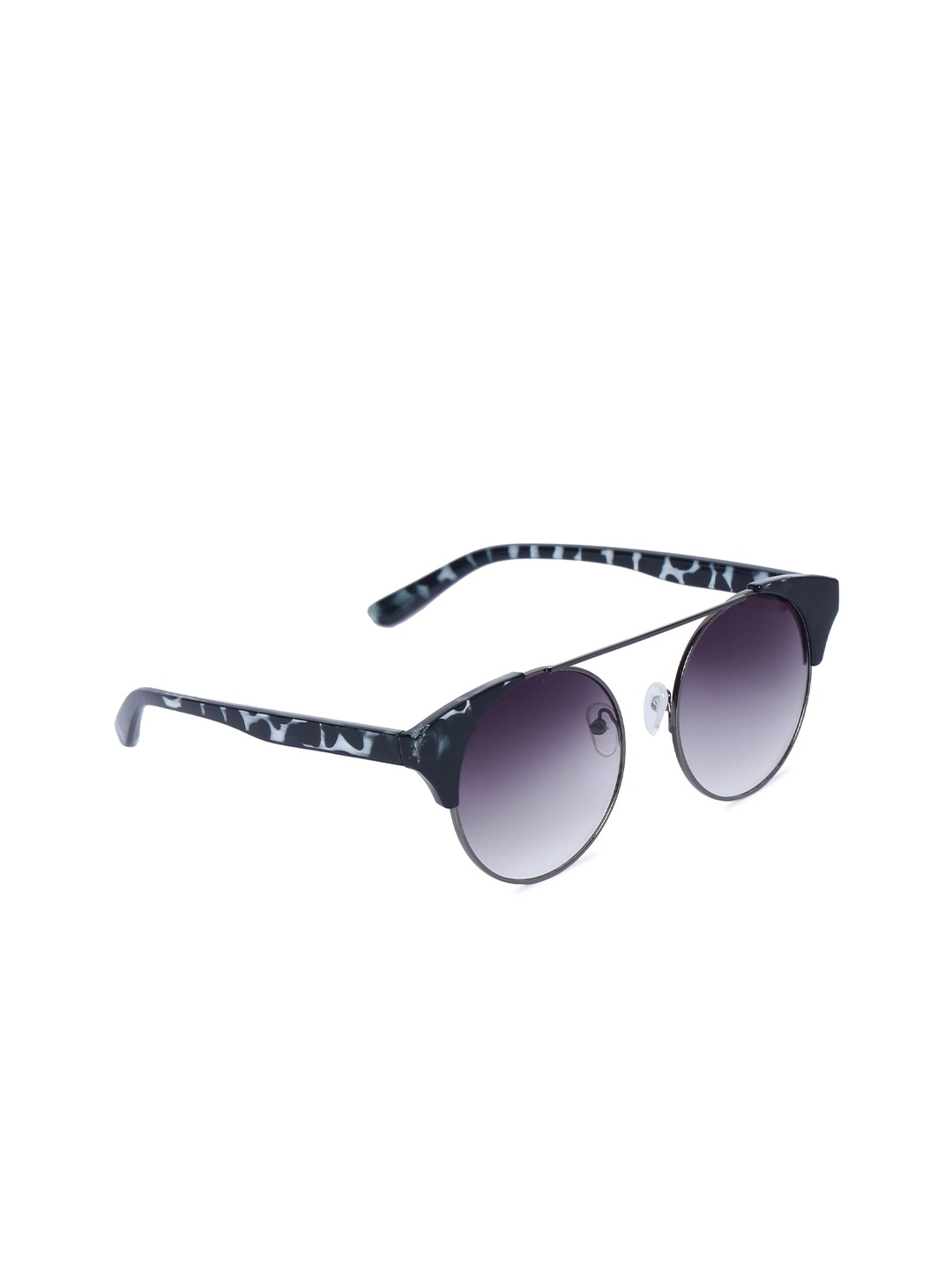 

Swiss Design Unisex Grey Lens & Gunmetal-Toned Full Rim Browline Sunglasses