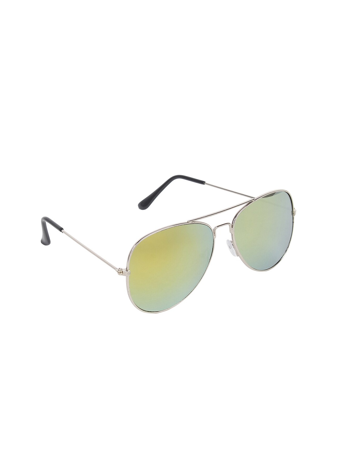 

Swiss Design Unisex Mirrored Lens & Silver-Toned Aviator Sunglasses with UV Protected Lens, Gold