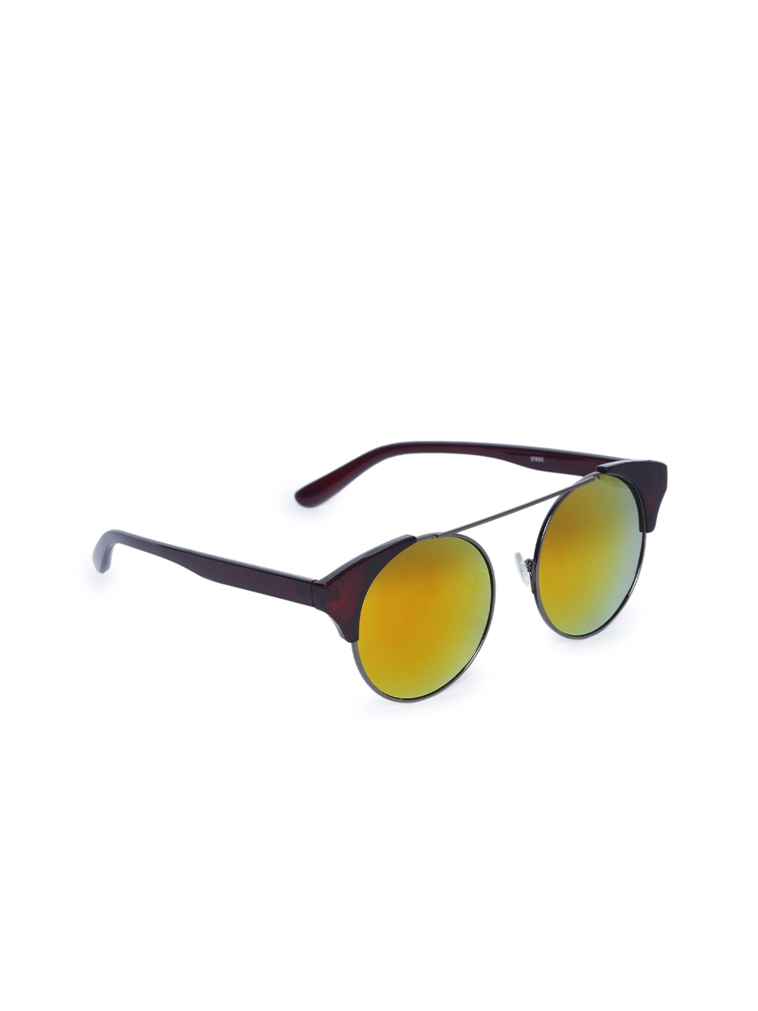 

Swiss Design Unisex Mirrored Lens & Gunmetal-Toned Round Sunglasses SDSG21-1955208, Orange