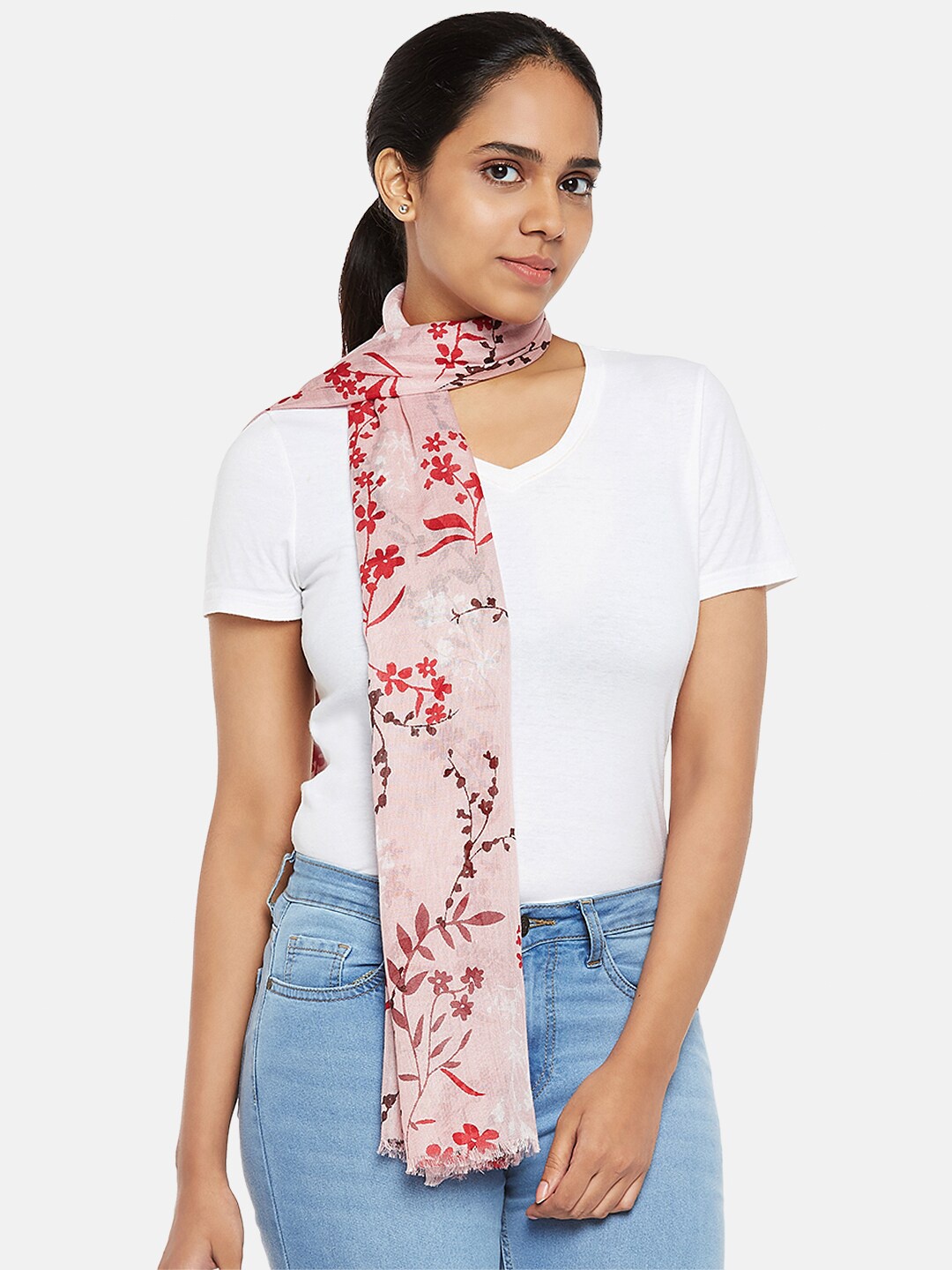 

Honey by Pantaloons Women Pink & Red Printed Scarf