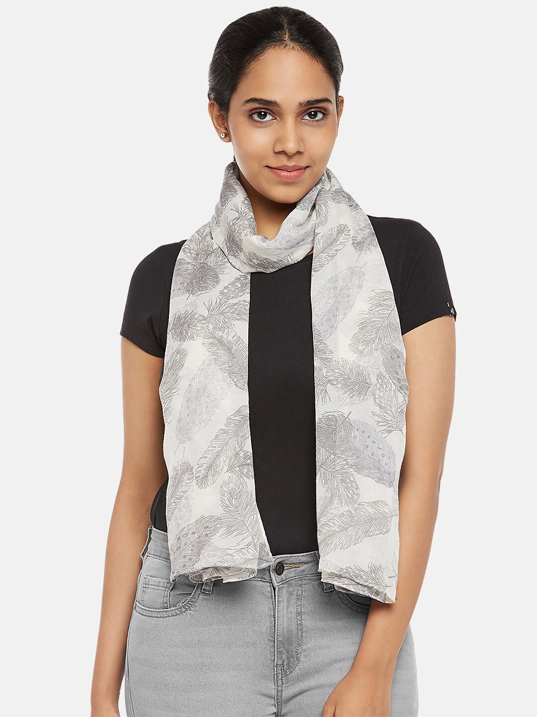 

Honey by Pantaloons Women Grey Printed Scarf