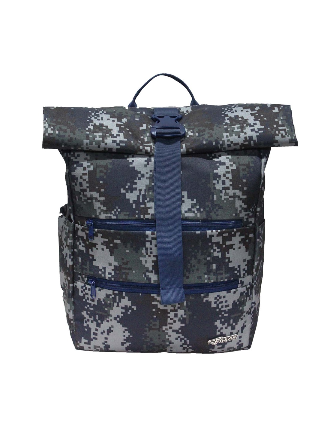 

F Gear Unisex Blue & Grey Printed Backpack