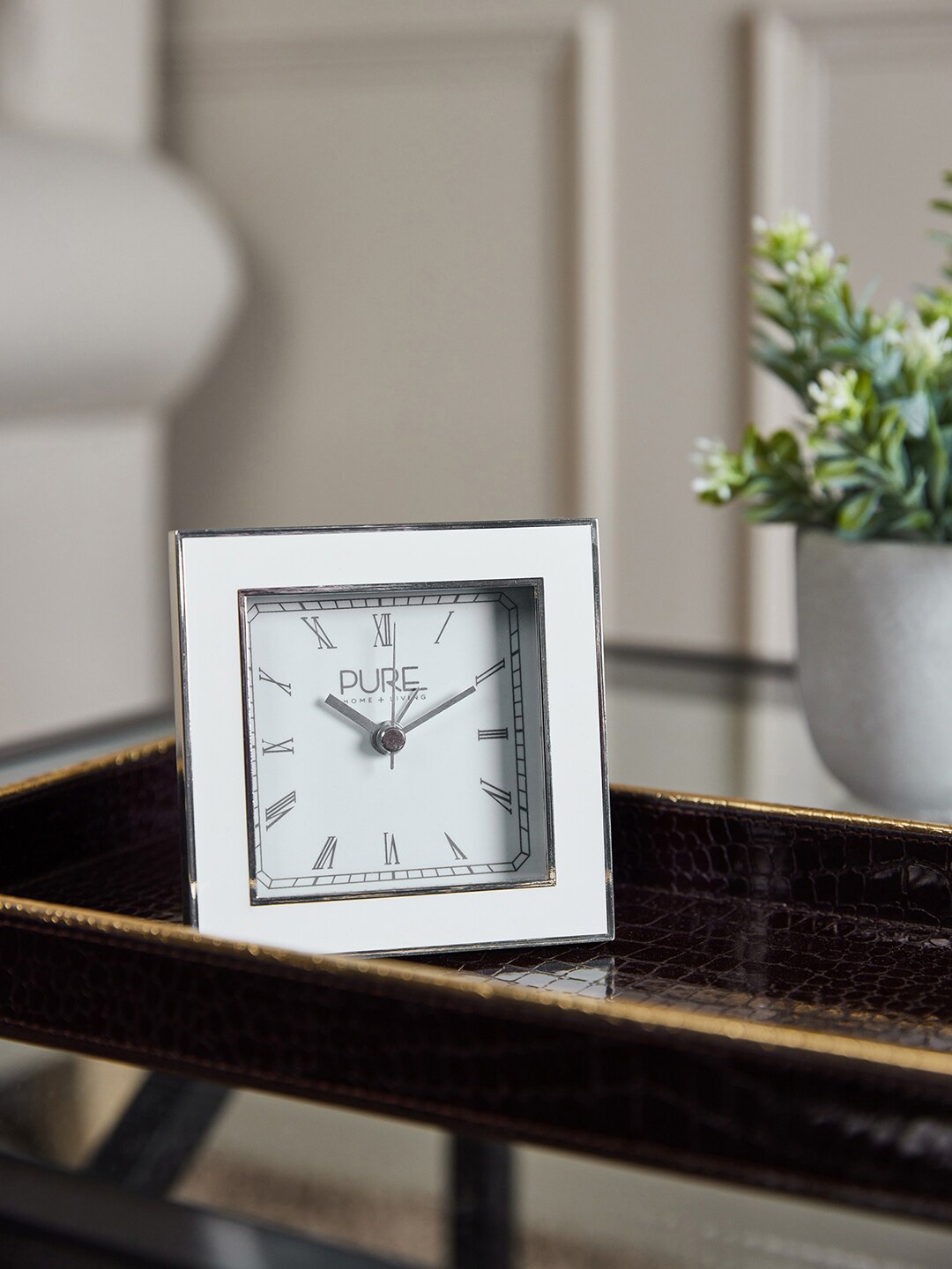 

Pure Home and Living White Enameled Alarm Clock