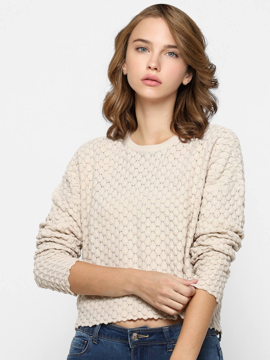 

ONLY Women Beige Crop Pullover