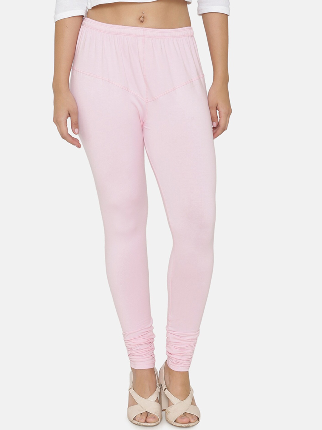 

N-Gal Women Pink Solid Churidar-Length Leggings